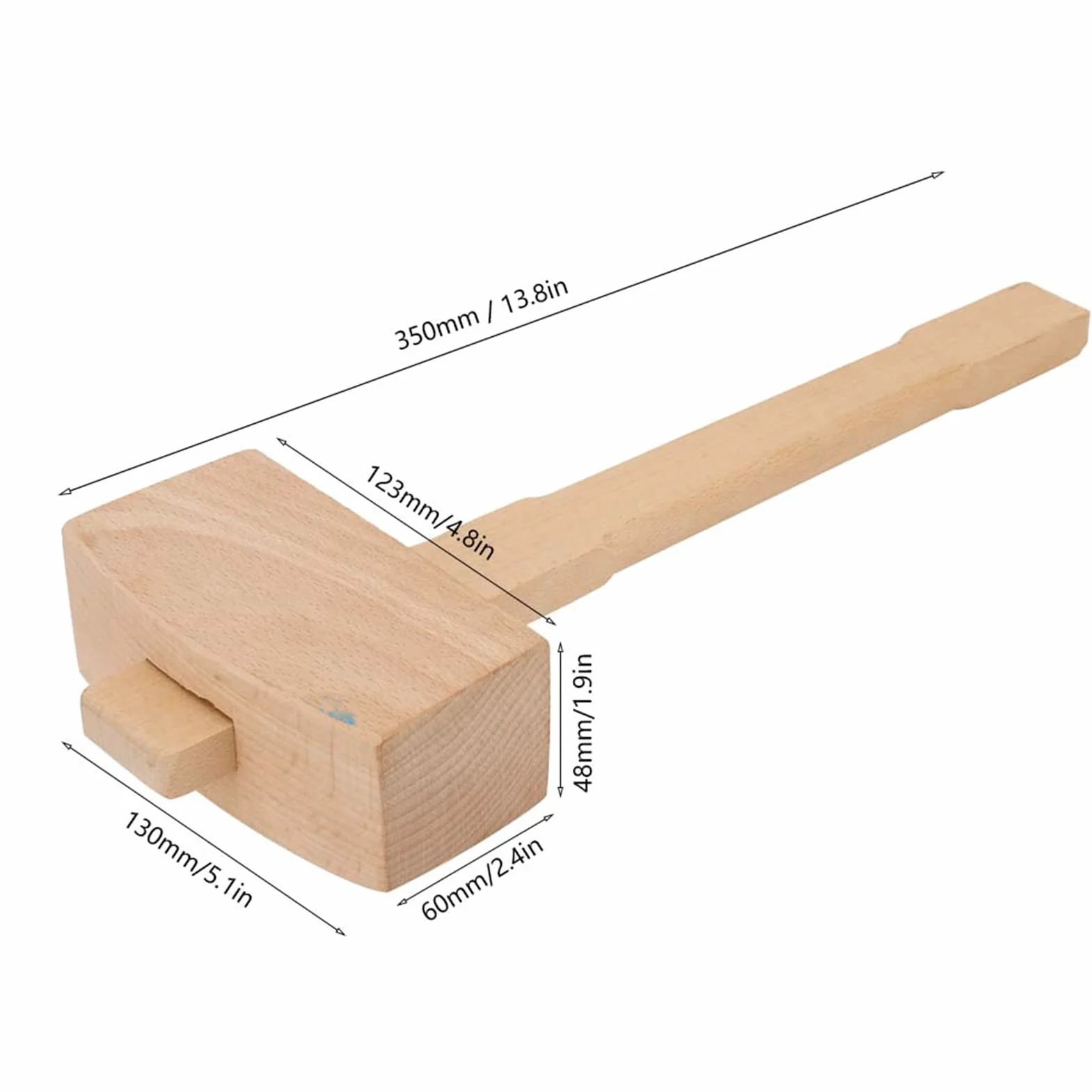 Mazo de Madera Profesional para Carpintería, Martillo para Tallar y Cincel, Herramienta de Carpintería con Mango, Talla L