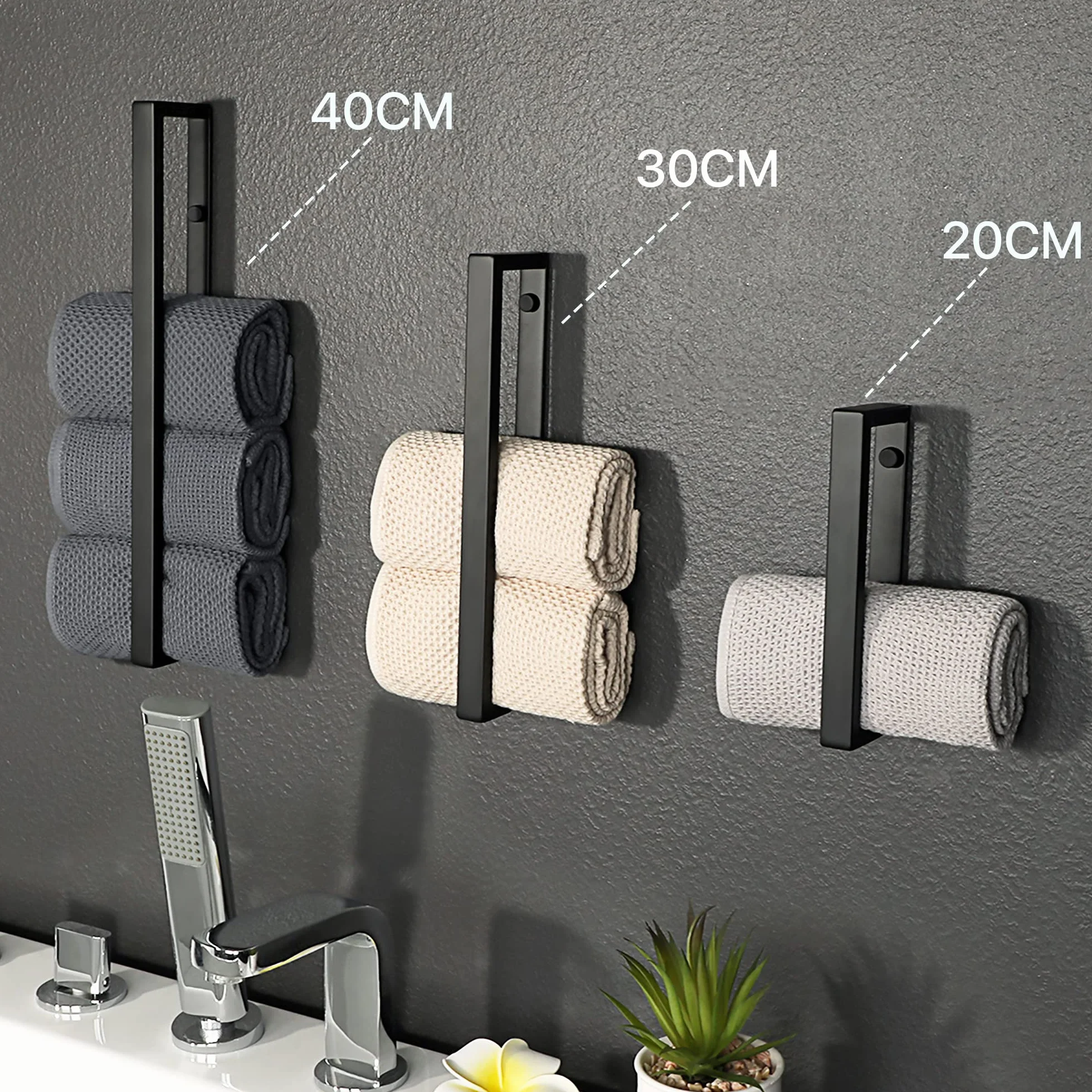 SAYAYO Toallero Negro Adhesivo Acero Inoxidable 30cm para Baño y Cocina