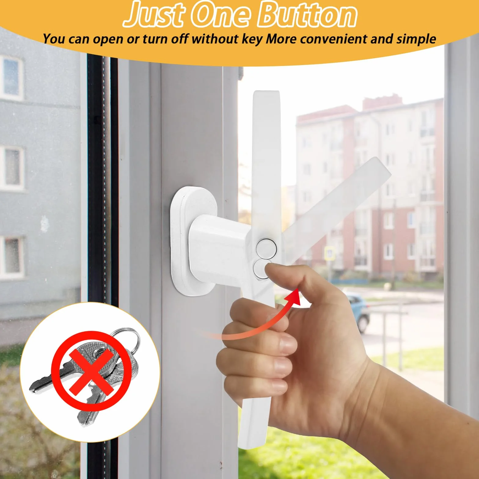4 tiradores de ventana con cerradura, cierre de ventana con botón, tiradores de aluminio para ventanas de seguridad para niños, cerradura de ventana, tirador de puerta de terraza, tirador de seguridad