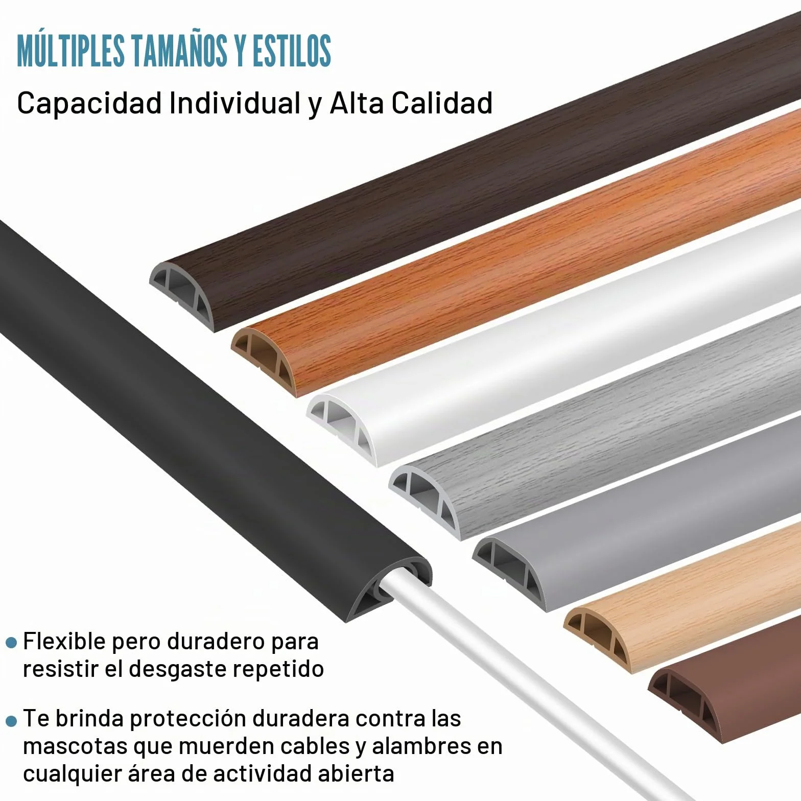 Canaletas para Cables Adhesivas, Madera Pasacables Suelo Goma, Canaleta Cables, para Uso en Oficinas, Escuela, Almacén, Conciertos, Etc, para Proteger Los Cables Evitar Riesgos deTropiezo