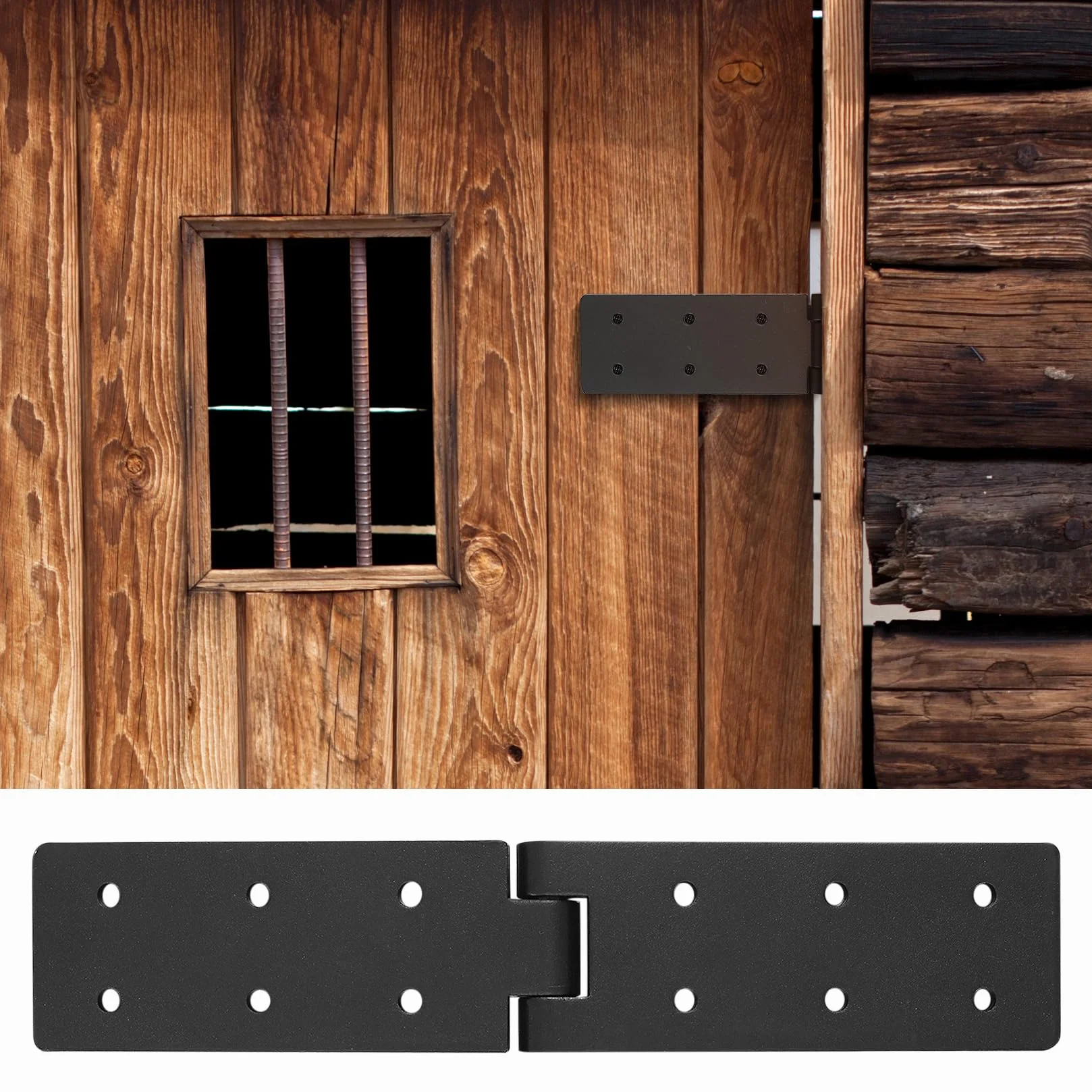 Bisagra Plegable para Puerta y Cajón, 4 Unidades - Bisagra de Metal Negro para Muebles, Resistente para Puertas de Madera y Jardín