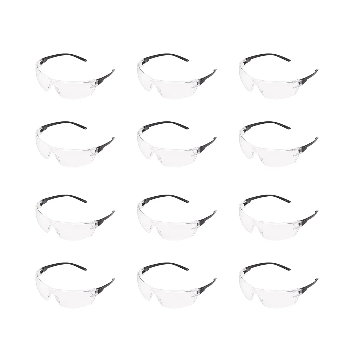 Amazon Basics Gafas de seguridad (Transparente/negro), antivaho, paquete de 12