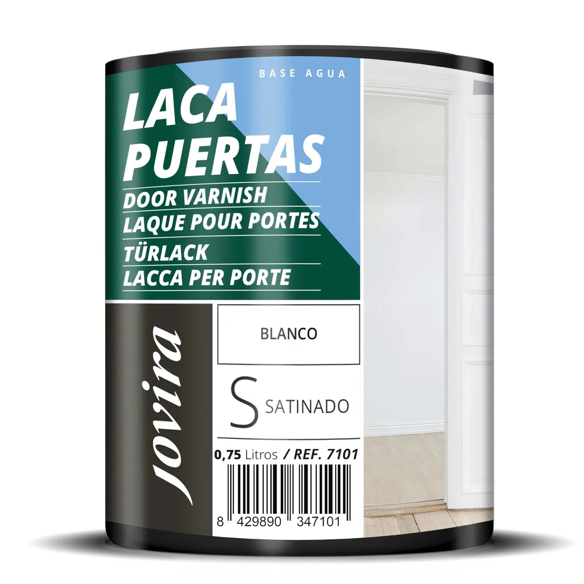 JOVIRA PINTURAS Esmalte Laca Puertas al Agua |750 ml| Satinado | Renueva y decora las puertas y muebles de madera (750 Mililitros, Blanco) C-3