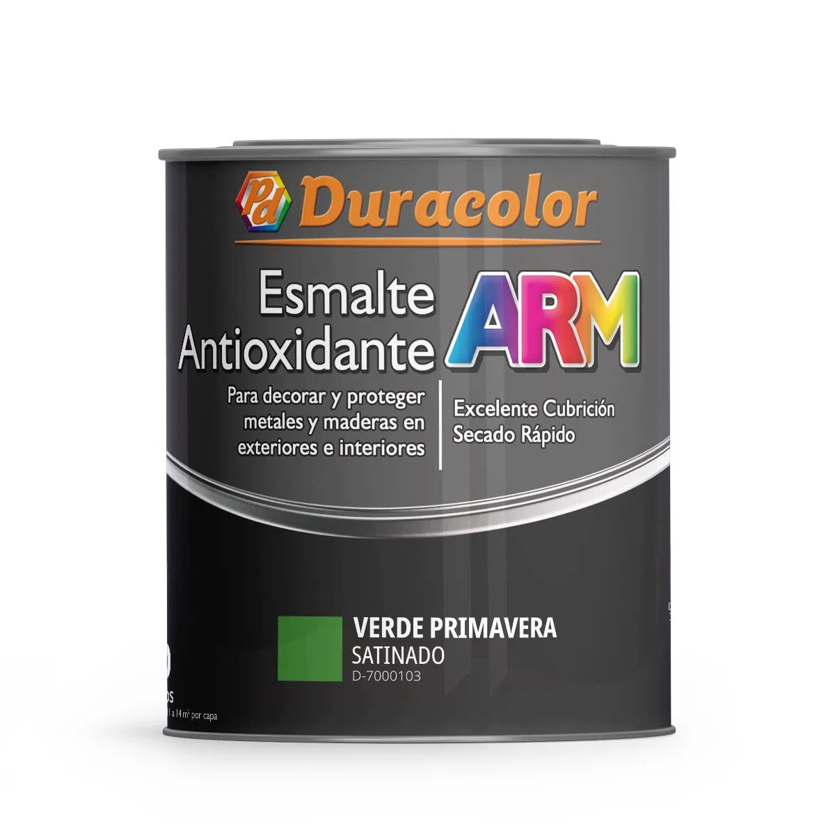 Esmalte Antioxidante ARM - Color Verde Primavera Satinado - 750 ml - Superficie Exterior e Interior - Acabado Satinado y de Rápido Secado - Excelente Dureza y Resistencia - Duracolor