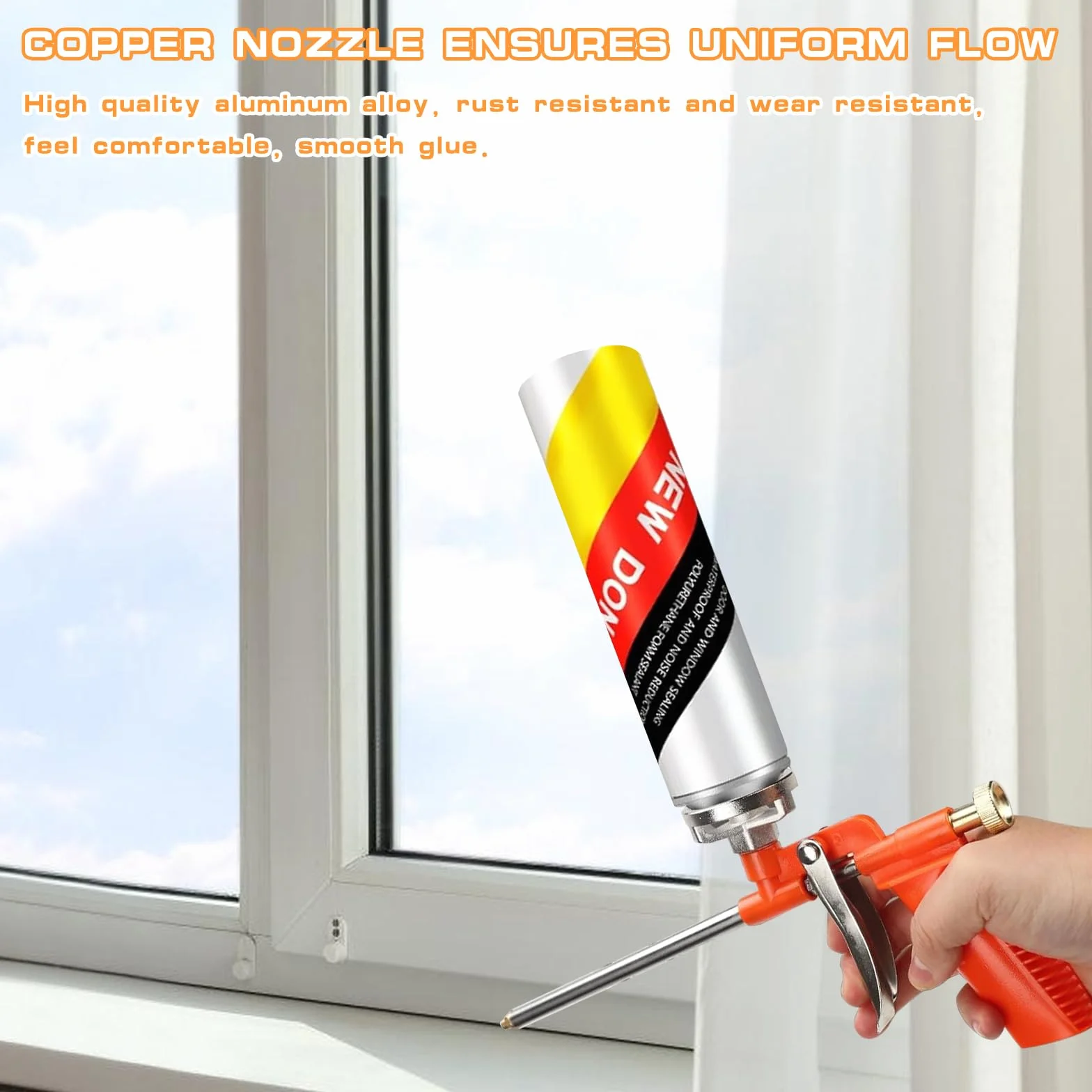 GOMETY - Pistola de espuma de poliuretano, 3 unidades, pistola dosificadora profesional con mango ergonómico de plástico, pistola de espuma de metal para bricolaje y profesional para sellar, sellar,