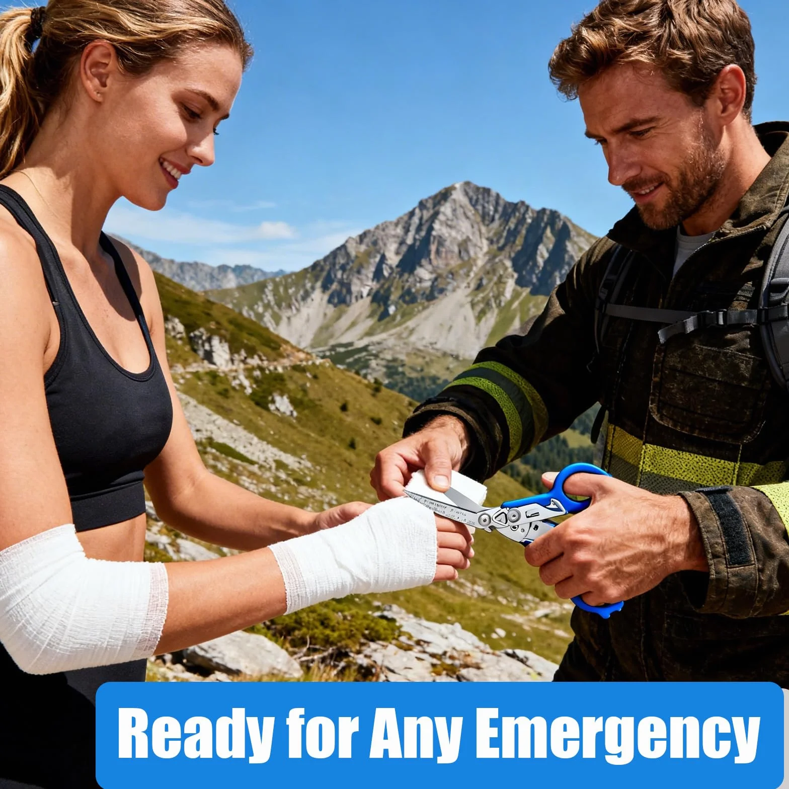 Tijeras de Rescate 6 en 1 Multiherramienta Plegables de Acero Inoxidable, Tijeras de Emergencia y Trauma con Pinzas y Funda, Multifunción para Uso Profesional y Servicios de Rescate