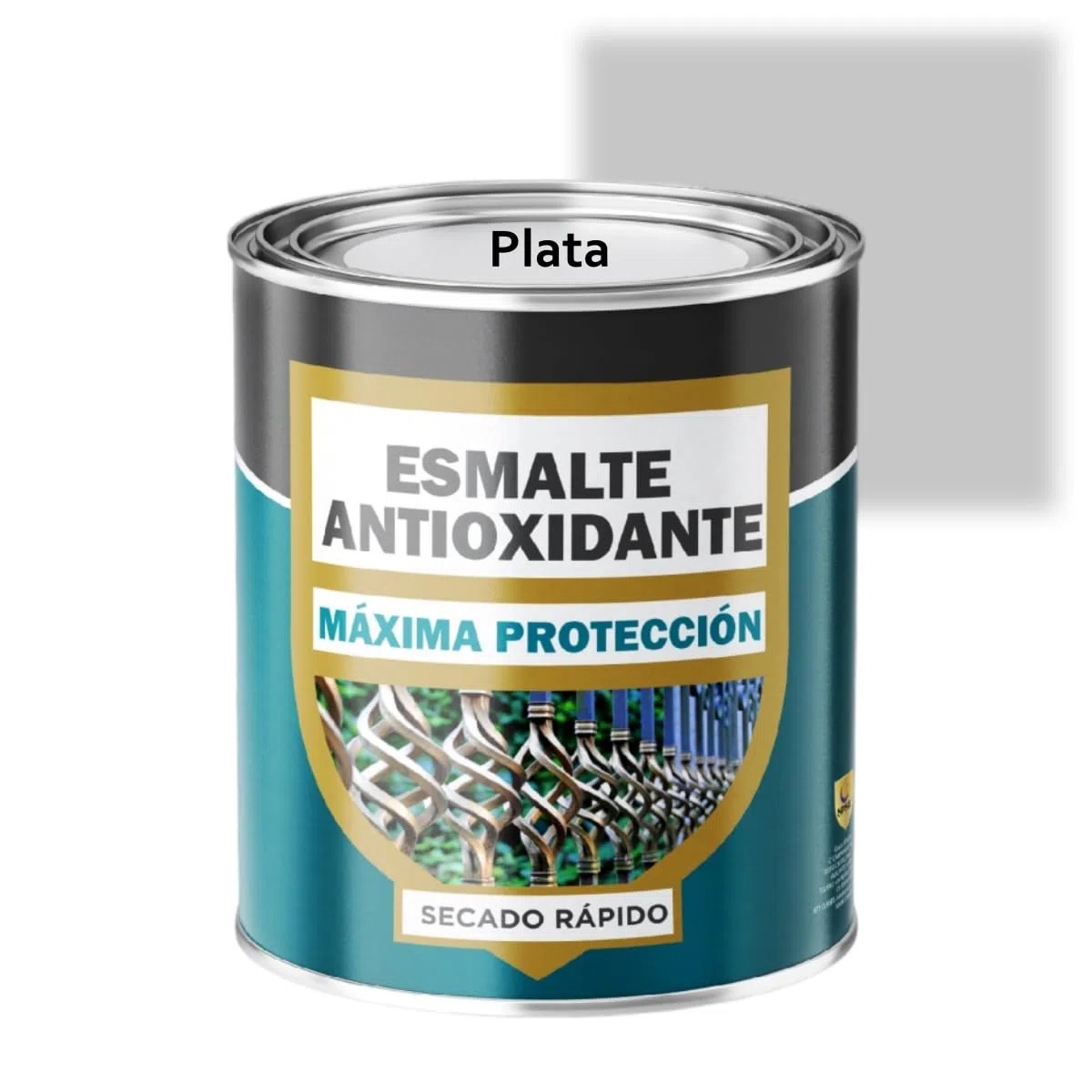 SPSIL Esmalte Antioxidante Plata 750ml Directo sobre Óxido Pintura Antióxido Metal Hierro Uso Exterior e Interior