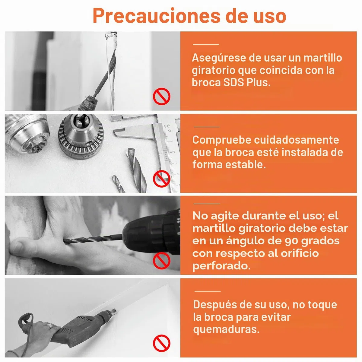 10 pieza Juego de Brocas SDS-Plus, Lytool Profesional Brocas Hormigón de Cruceta para Taladrar en Hormigón, Piedra Natural, Mampostería (5, 6, 8, 10, 12 mm)