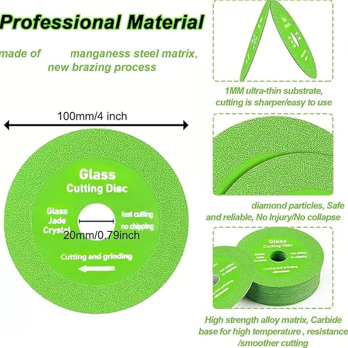 Disco De Amolado Para Cortar Losas De Roca Y Baldosas, Disco De Amolado Plano Para Placas De Roca, Disco De Amolado Verde Para Losas De Roca Para Vidrio (5pcs)