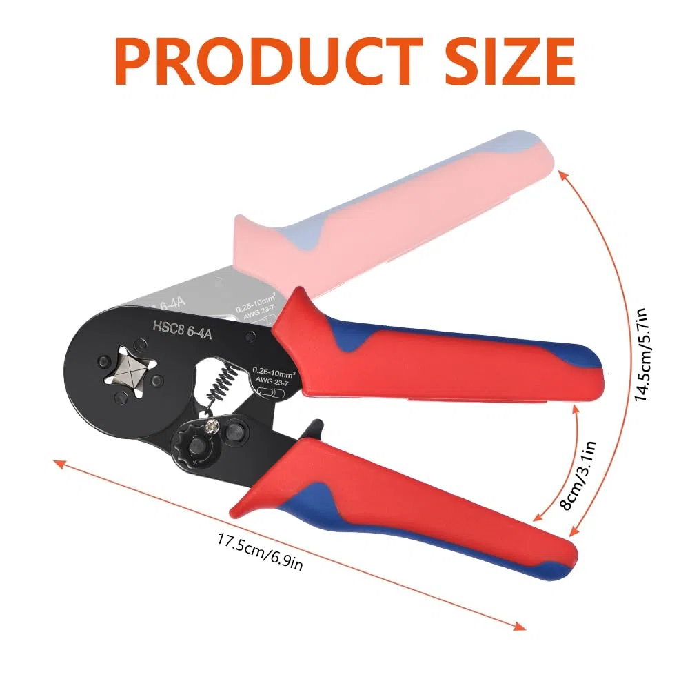 Flintronic Crimpadora Terminales, 23-7 AWG/0.25-10mm² Crimpadora para Conectores Aislado, Crimpador-a Terminales Electricos, Grimpadora Cables Electricos, para Terminal-es Eléctric-os, Rojo